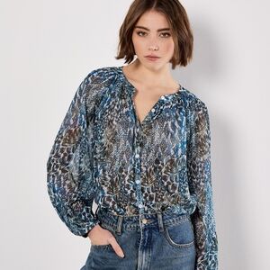 Abstract Feather Print Blouse